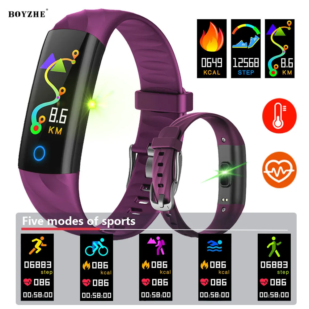 

BOYZHE Smart Bracelet Watch IP68 Waterproof Pedometer Heart Rate Blood Oxygen Monitor Fitness Tracker Multi Sport Smart Watch