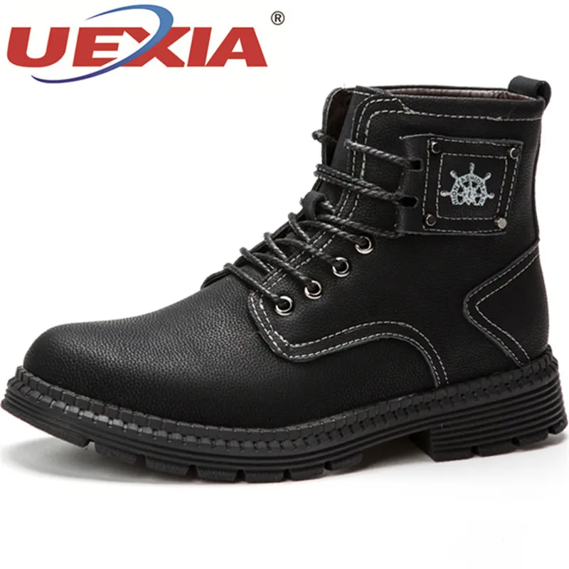 

UEXIA Men Ankle Boots Leather Casual Boots Men Shoes Chelsea High Quality Fashion Martin Boots High Botas Hombre Party&Wedding