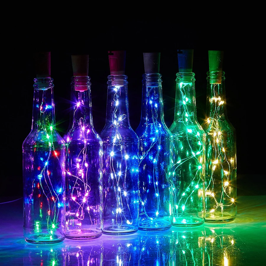 

10Pcs/lot Wine Bottle Lights 75CM 1M 2M Cork Shaped LED Copper Wire String Lights Christmas Lights for Festival Wedding Party