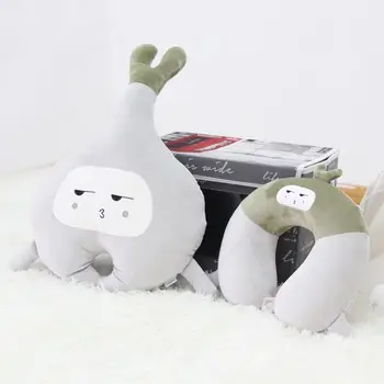 

Candice guo plush toy stuffed doll cartoon vegetable garlic U style pillow cushion waist protect office rest travel nap gift 1pc