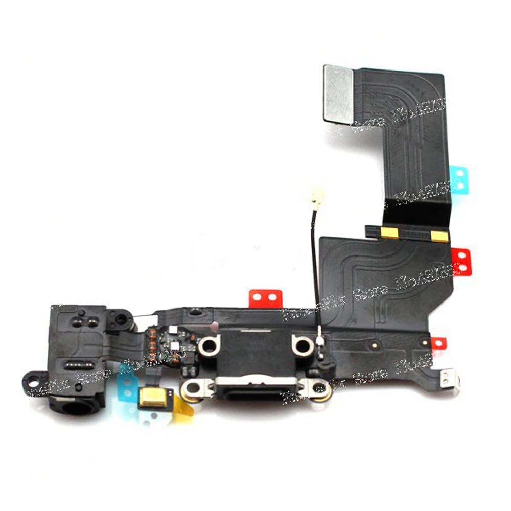 10pcs lot Brand New Original Charging Port Dock Connector Charge Flex Headphone Jack Audio Cable for iPhone 5S Black