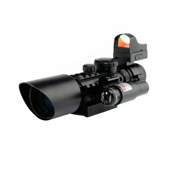 

Hunting 3-10X40 Tactical Rifle Scope w/ Red Laser & Holographic Green / Red Dot Sight Combo Airsoft Gun Weapon Sight Chasse Caza