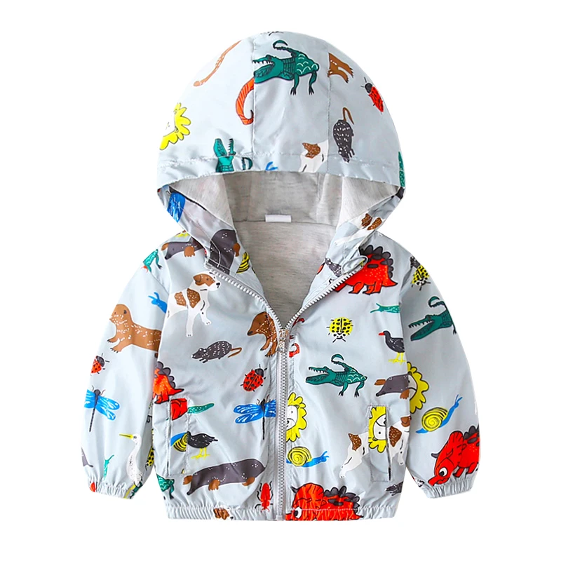 Новые Топы для детей на лето и осень верхняя одежда для маленьких мальчиков от 1 до 7 лет Желтые Куртки с принтом динозавра для маленьких мальчиков - Цвет: zoo