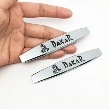 

FTDF 2pcs 3D metal DAKAR car Fender Side Emblem Decal Rear Bumper Trunk Stickers for SUV Pickup 4X4 for Jeep Nissan Ford Toyota