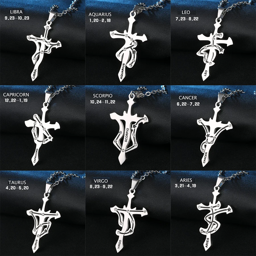Trendy Twelve Constellation Pendant Necklaces Friendship Birthday Gift
