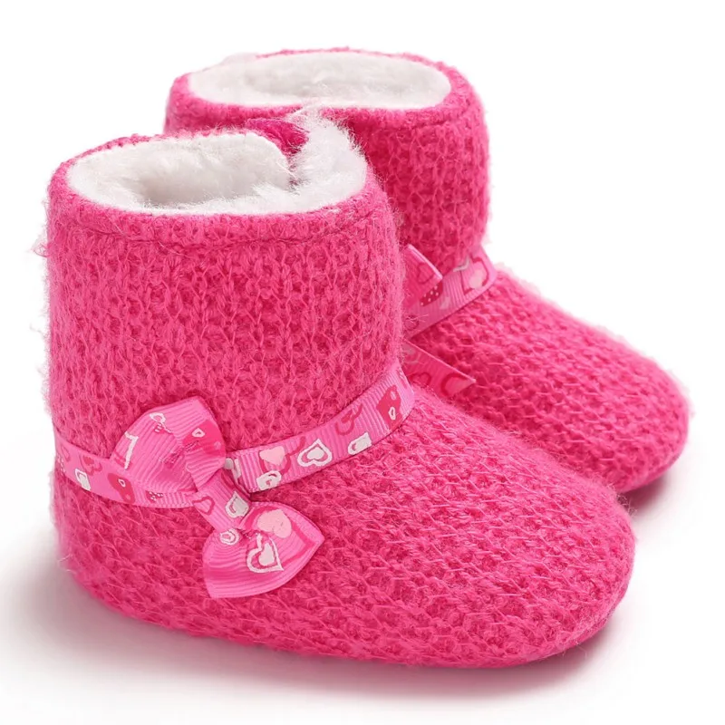 Baby Boots Cute Bow Soft Plush Ball Booties for Infant girls Anti Slip
