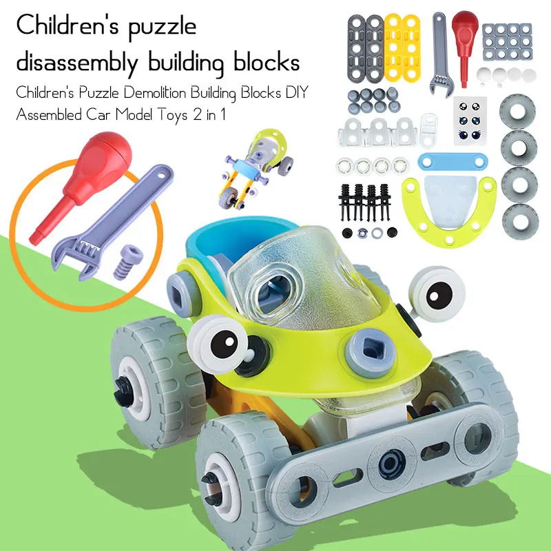 3D Puzzle DIY Car Blocks Assemble DIY Vehicle Model Funny Car