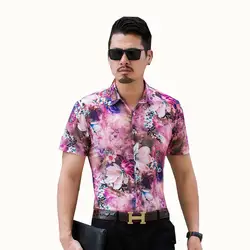 Летняя гавайская рубашка с коротким рукавом Мужская Цветочная принтованная повседневная одежда мужская одежда 2019 модная Новая летняя