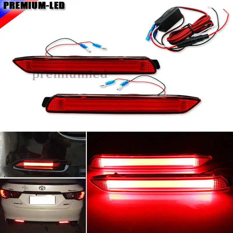 

(2) Taillight Style Red 3D Optic Style LED Bumper Reflector Lights For Lexus & Toyota Replacing Stock Bumper Reflective Lens