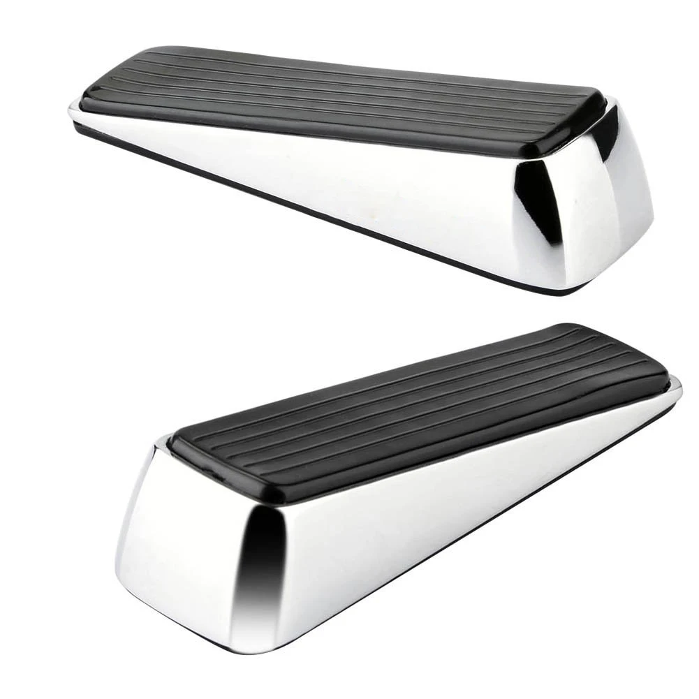 New 2x Doorstop / Door Buffers Made of Zinc alloy and Rubber Non-Slip Robust Wedge Black | Обустройство дома