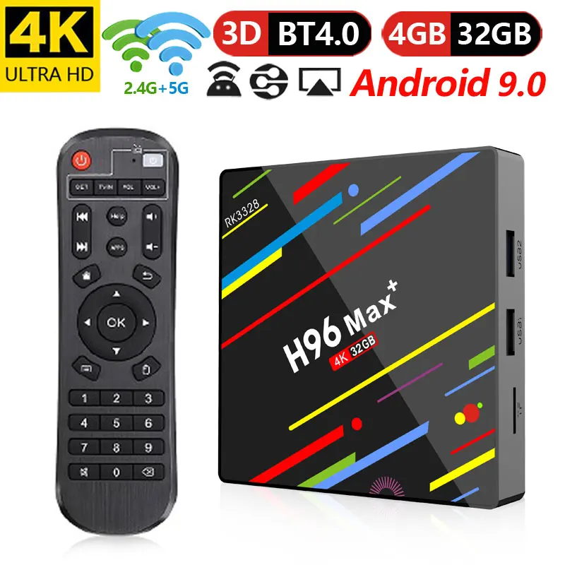 Фото ТВ-приставка H96 Max + 4K RK3328 4-ядерный 64-битный Android 9 0 4 Гб ОЗУ 3 ПЗУ TV Box 2 4/5G Wi-Fi HD Smart Media