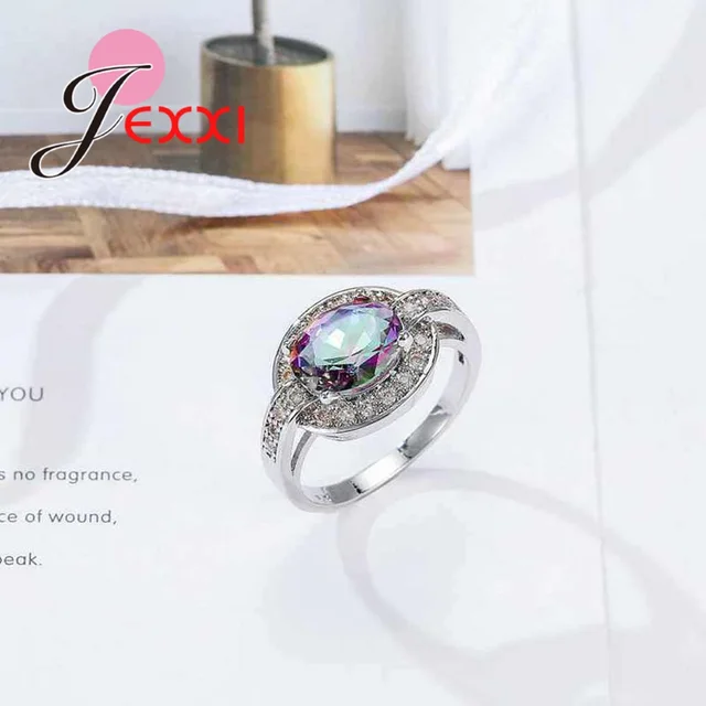 YAAMELI Fashion Street Shooting Jewelry Fine Finger Ring For Women Colorful CZ Crystal Stone Anel Size 6-10 Casual Party Gift