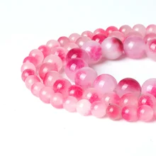 Очаровательные розовые нефритовые бусы яшма драгоценный камень Бусины свободной формы ремесла для женщин браслет из бисера материал для мусульманский для молитв четки подарки