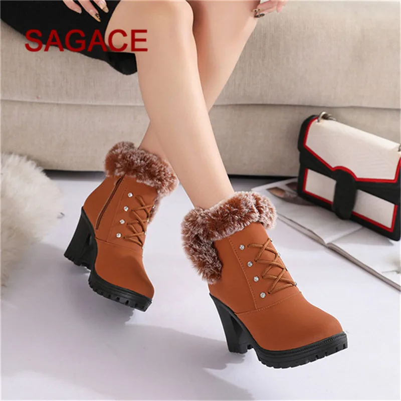 скидка SAGACE женские ботинки женская обувь на высоком каблуке Martain
Boot кожа молнии плюс бархат круглый носок Обзор