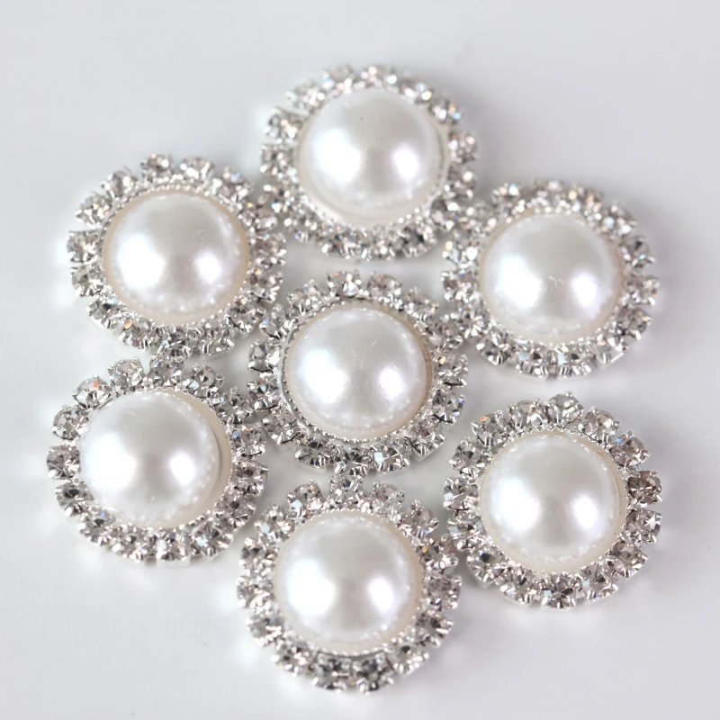 

15mm 20pcs All Colors Metal Flatback Buttons For Craft Decorative Round Pearl Rhinestone Button For Decoration and DIY Y3679