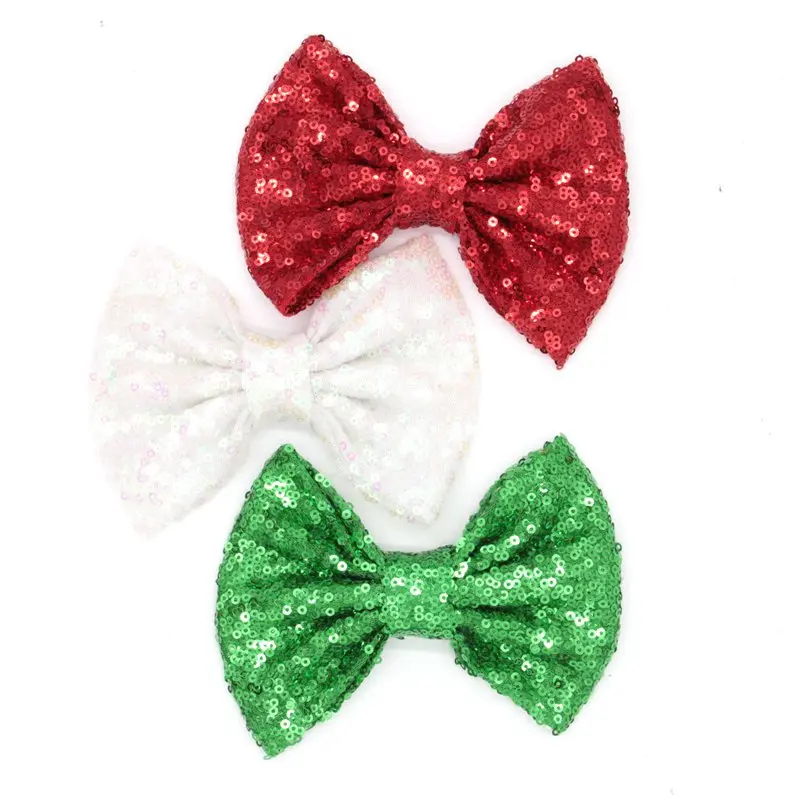 

10pcs/lot Free Epacket/CPAP 5" Christmas Red Green Sequin Messy Bow Without clips,Hair Flower, Hair Accessory(NO CLIPS)