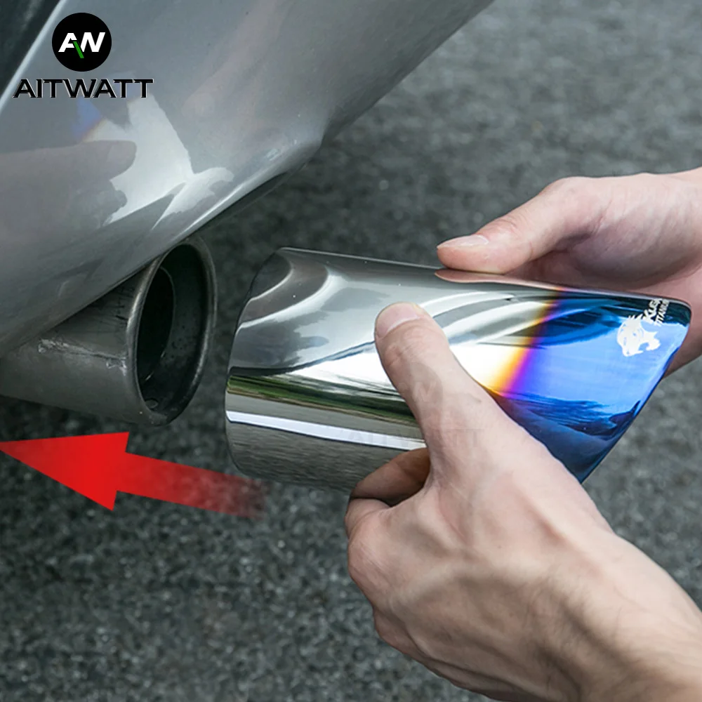 

Car Exhaust Tail Muffler Tip Pipe Silencer Protector Universal tail Pipe Outlet Nozzle End 1pcs For Ford Kuga Escape 2013-2018