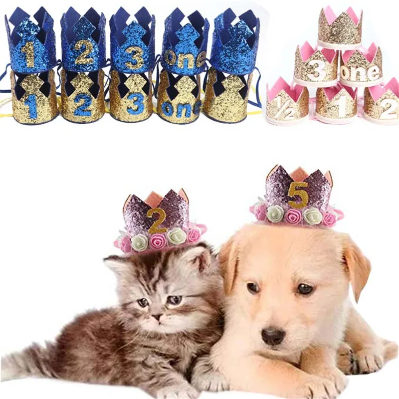 

6 types Pet Dogs Caps With Bowknot Cat Dog Birthday Costume Sequin Design Headwear Cap Hat Christmas Party Pets Accessories