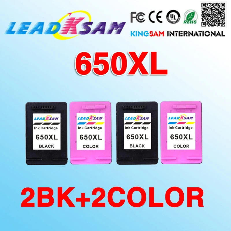 4х чернильный картридж leadksam совместимый с hp650 650XL 650 Deskjet Ink Advantage 1015 1515 2515 2545 2645 3515 3545