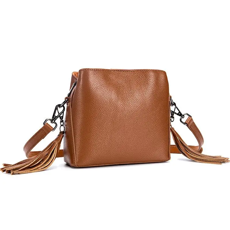 

Genuine Leather Fringed Women Crossbody Bag Green Casual Doctor Bag For Lady High Quality Small Flap Handbag Black Leather Tote