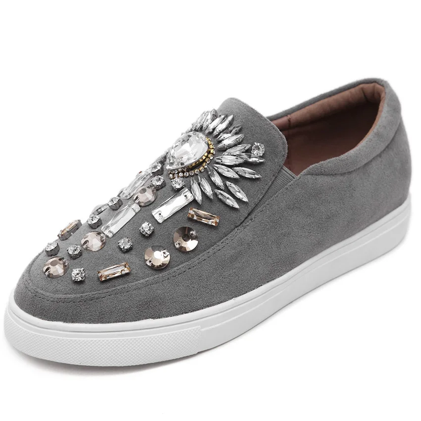 Women Flats shoes loafer Espadrilles 2017 Spring Autumn Round toe Crystsal Women Slip on Flat Platform