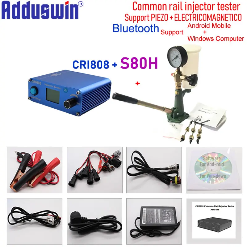 

Cover two products diesel common rail injector tester CRI808 with bluetooth plus S80H metal base nozzle validator nozzle tester