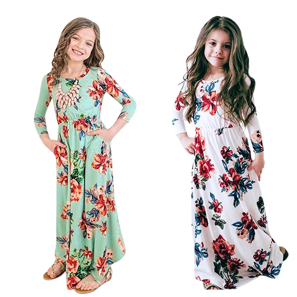 ISHOWTIENDA princess font b dress b font flower autumn Kids font b Dresses b font for