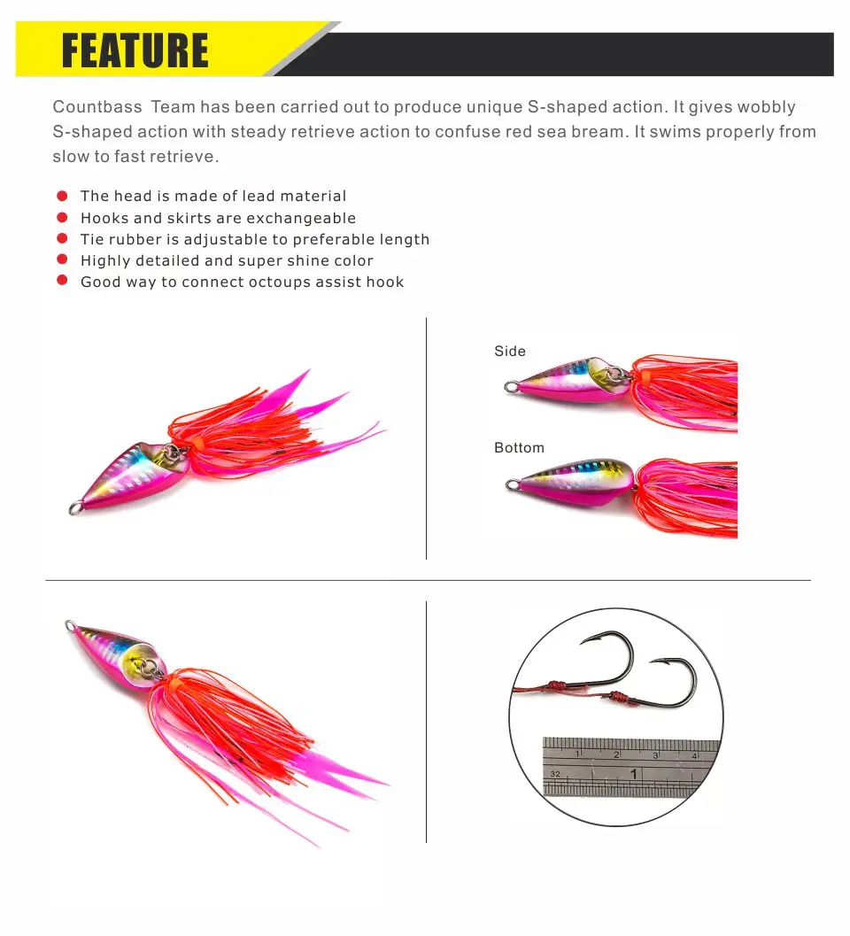 Salgado com Auxiliar Inferior do Navio Isca de Pesca de Água Estilo Japonês Jig Borracha Gancho Lula Jigging Parte Snapper Salgada 1 pc 60g 2.1 oz 3 Jigging, parte Inferior do Navio Snapper Isca De Pesca de água salgada