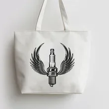 Spark Plug крыло Авто холщовые сумки сумка для покупок с персонажем из мультфильма продуктовые сумки GA087