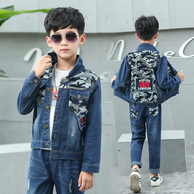 

Children Clothes Spring Autumn Boys Denim Clothing Sets High Quality Kids Jean Jacket &amp Pants 2pcs Boys Suit