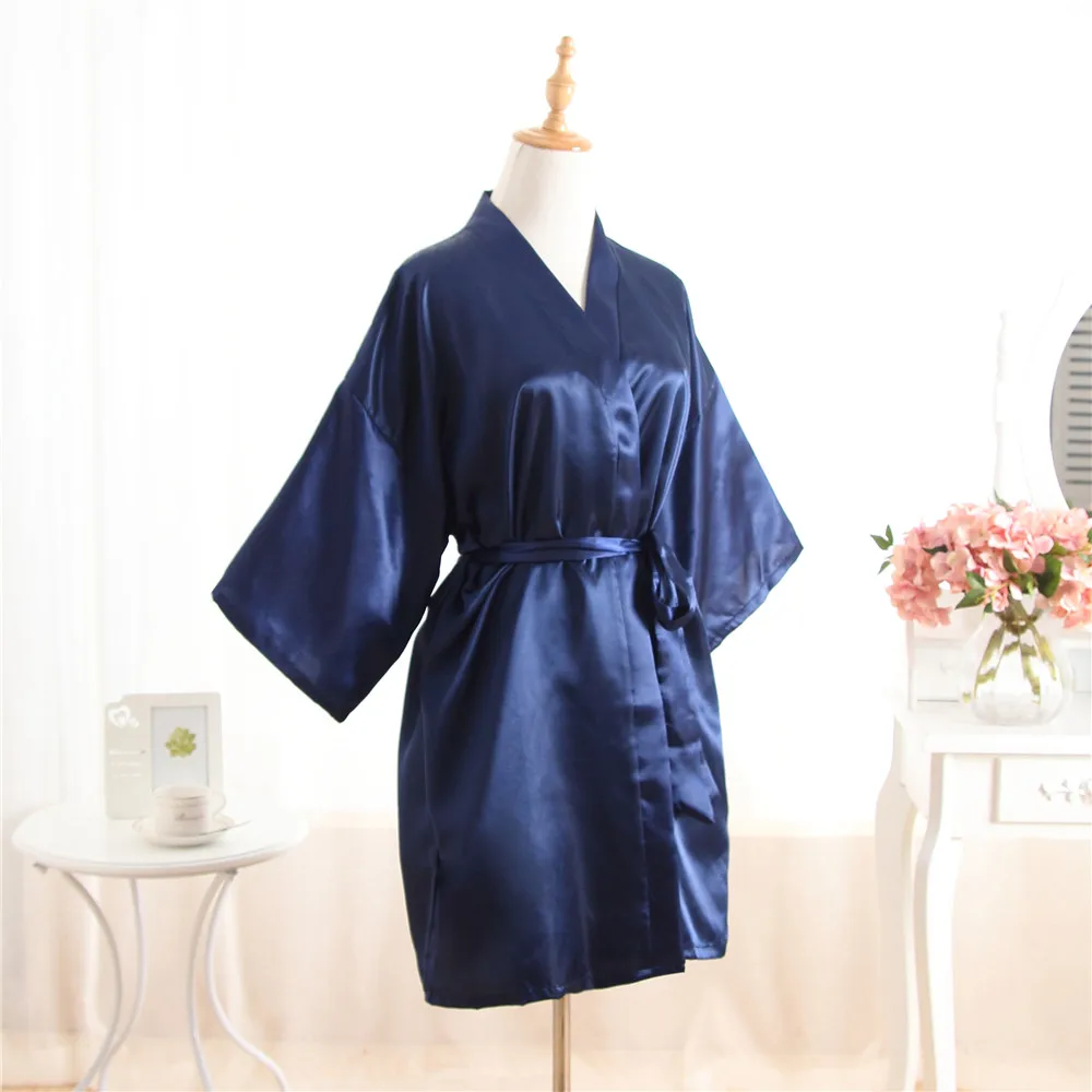 Женские летние мини-кимоно большого размера, короткий халат темно-синий китайский женский вискозная юката, ночная рубашка, Pijama Mujer Mdn002