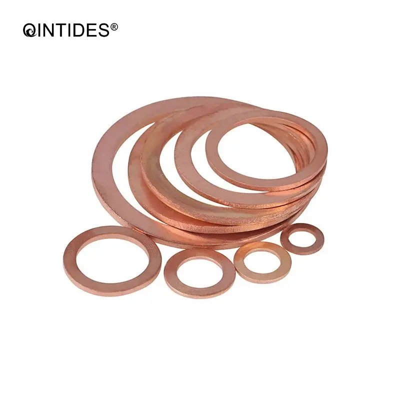 QINTIDES M10 M14 Copper Sealing rings Copper Gasket Seal Flat Gasket DIN 7603A Copper sealing
