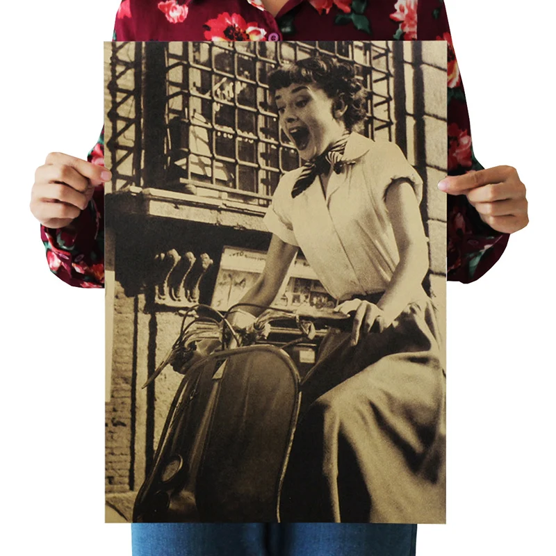 

Hot Audrey Hepburn Kraft Paper Poster Shop Wall Decor Art Print Fashion Movie