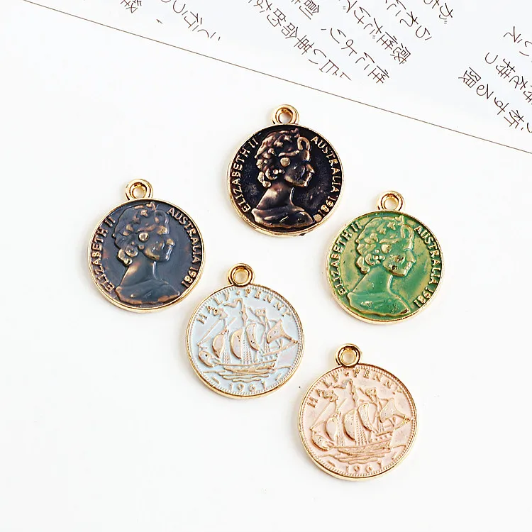 

DIY alloy jewelry accessories do old paint retro necklace pendant earrings earrings head coin material 20mm