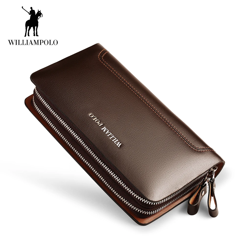 WilliamPOLO Men Wallets Genuine Leather Clutch Bag Long Wallet Business double zipper Purse Phone Card Holder Coin Purse Men WilliamPOLO Men Wallets Genuine Leather Clutch Bag Long Wallet Business double zipper Purse Phone Card Holder Coin Purse Men