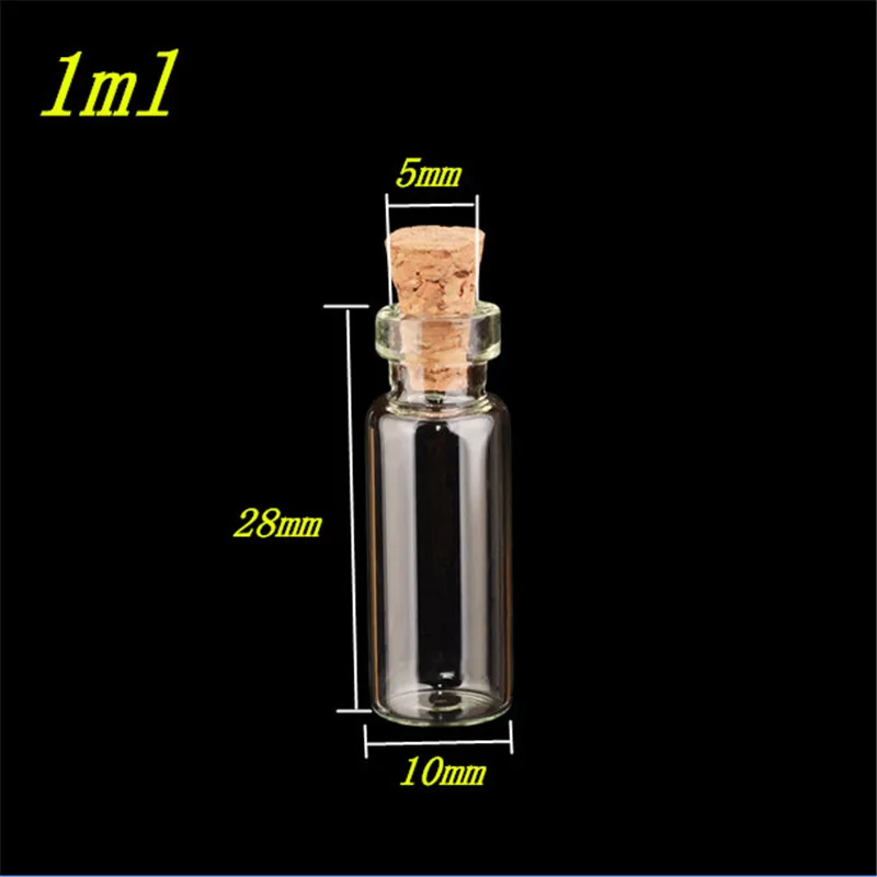 Cute Glass Pendants Mini Bottles With Cork Empty Small Wishing Bottle Decoration Crafts Glass Vials Jars 100pcs