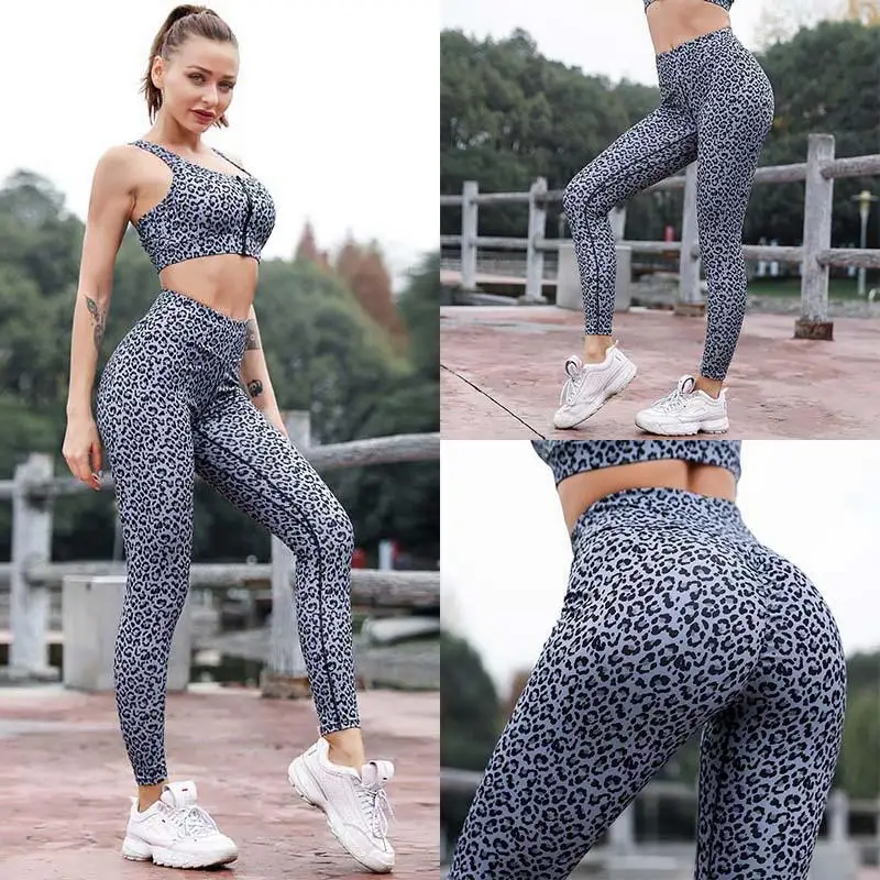 

Leopard Print Yoga Set Running Tights Set Women Sport Clothing Leggings For Fitness Sports Bra Wear Training Set Yoga Tracksuit