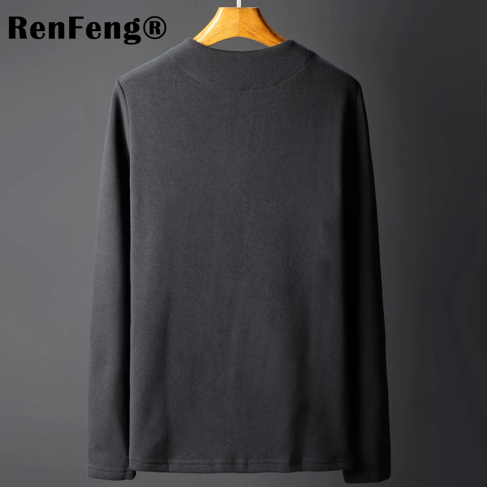 Autumn hot sell men's cotton velvet padded warm bottoming shirt Pure color long sleeve Undershirt slim men's thermal underwear (3)