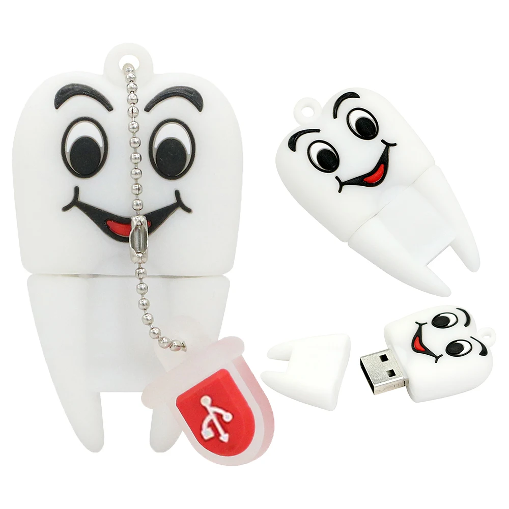 Real Capacity Tooth Shape USB Flash Drives 4GB 8GB 16GB 32GB 64GB Teeth Pen Drive USB Disk Flash Memory Stick External Storage