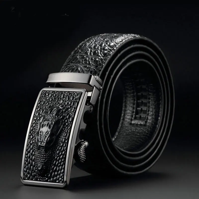 New Ceinture homme Luxury brands Men's leather belt Gold Alligator belt men's belt wholesale automatic buckle Black coffee belt - Цвет: Y02