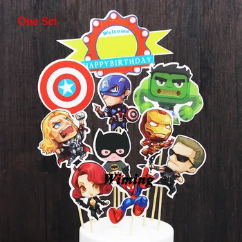 

the avengers cake topper birthday decoration boy kids baby children cartoon superhero party supplies cupcake toppers flag