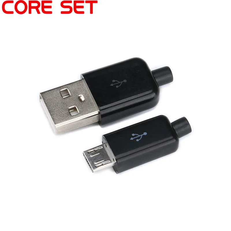 10 шт./Лот Черный Micro USB штекер разъем DIY набор с крышками сварочные данные OTG