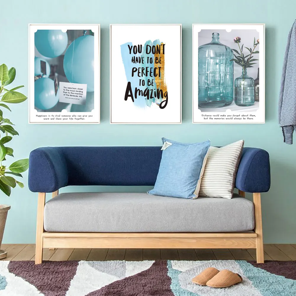 Landscape Picture Nordic Canvas Art Painting Nordic Blue Quotes Posters And Prints Flowers Balloon Poster Living Room Unframed