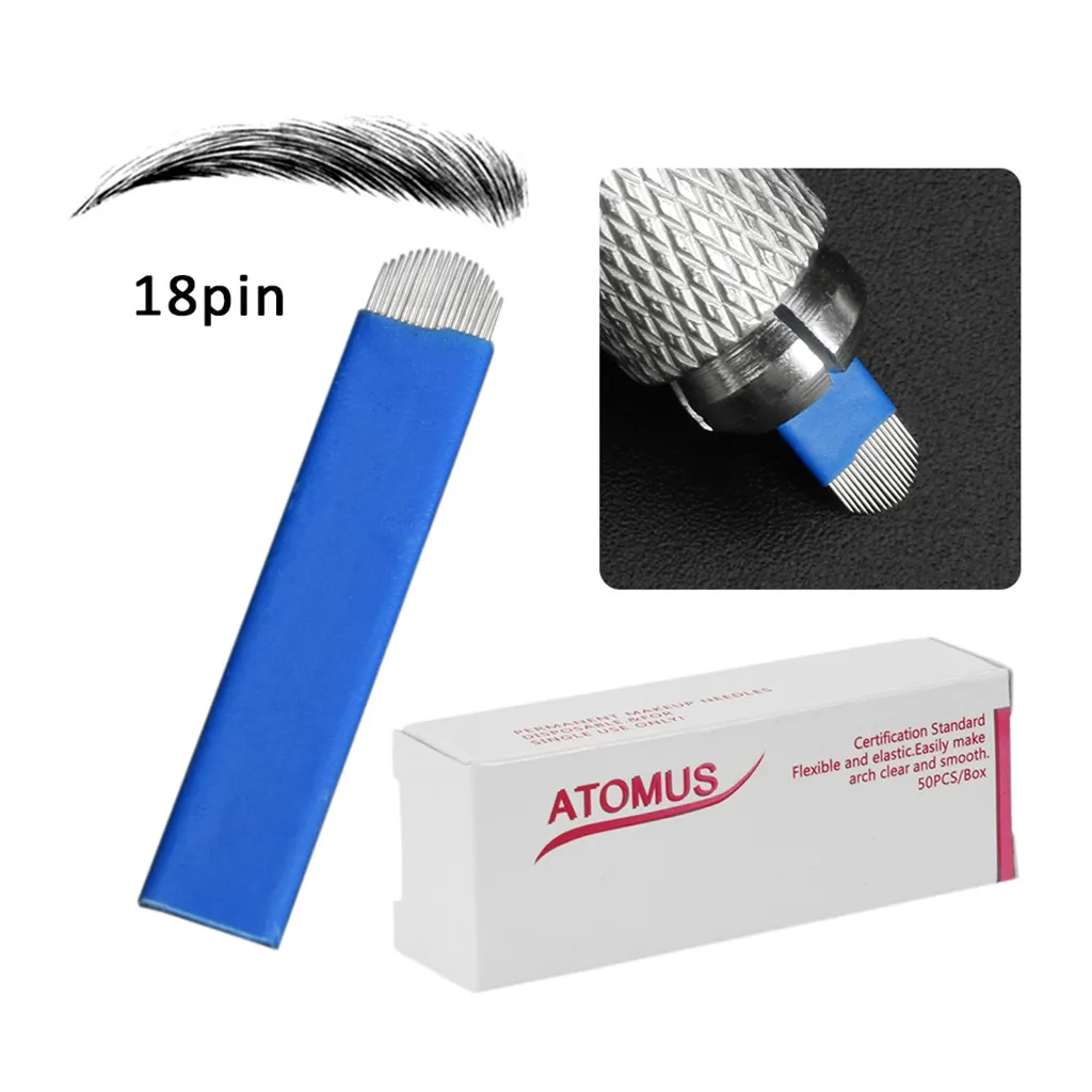 50pcs 18 Pins U Blade Disposable Permanent Makeup Tattoo Needle for Tattoo Pen Eyebrow Tattoo Machine