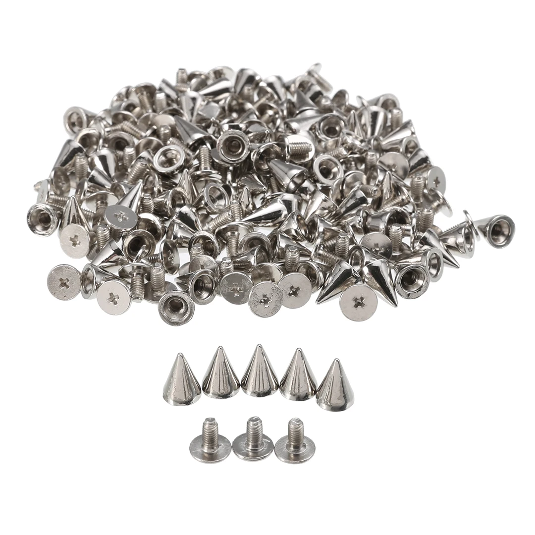 100pcs 10mm Round Spots Spikes Cone Studs Metal Rivet Bullet Screw For DIY Leathercraft Silver/Black Silver/Golden
