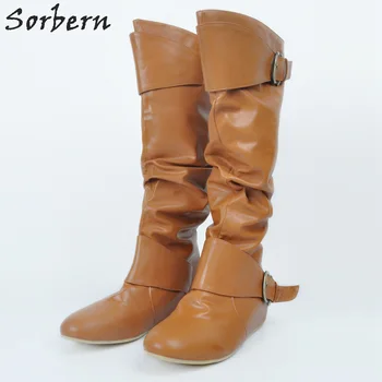 

Fashion Women Boots Plus Size Buckle Strap PU 2017 New Arrive Knee Boots For Women Winter Shoes Women Chaussures Femme