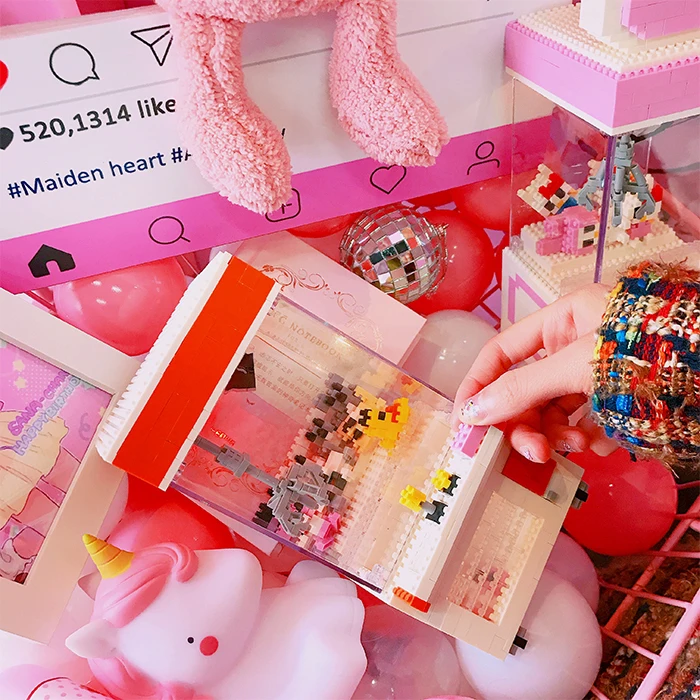 Любовь миниатюрный DIY бриллианты мини Сборка строительный блок папка с игрушками ловить кукла машина животное модельный зажим Украшение подарок - Цвет: Without light