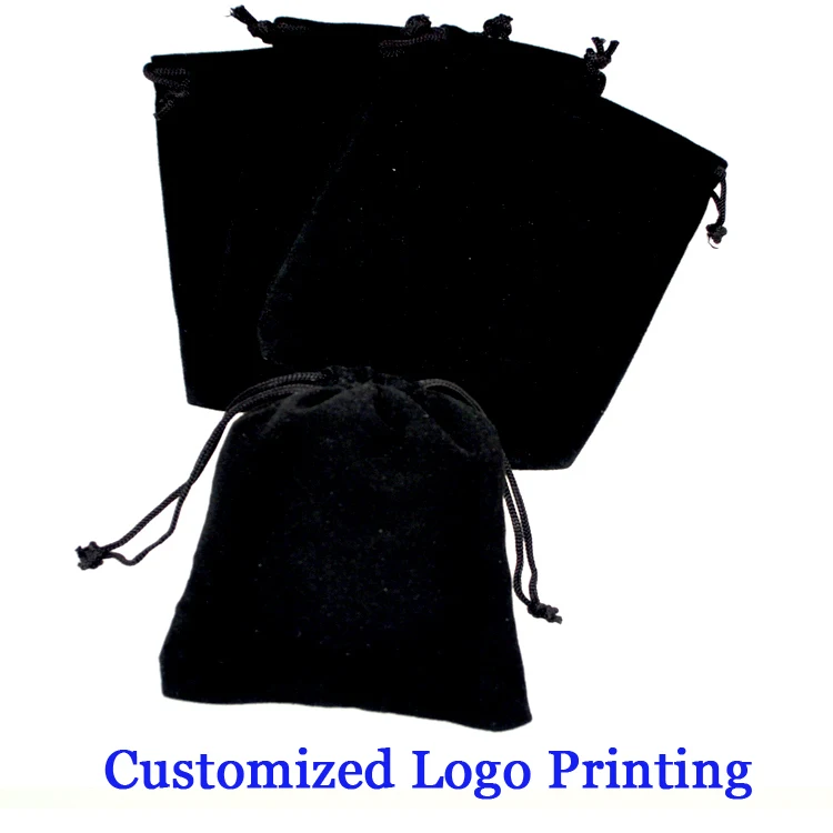 7*9 см черный бархат сумки Drawable 50 шт. Ювелирные подарочные пакеты для хранения на заказ Печать логотипа