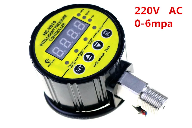 HC-Y810 220V AC 0-6mpa цифровой электрический электроконтактный манометр, вакуумметр, цифровой дисплей, "Умный" блок управления давления конт