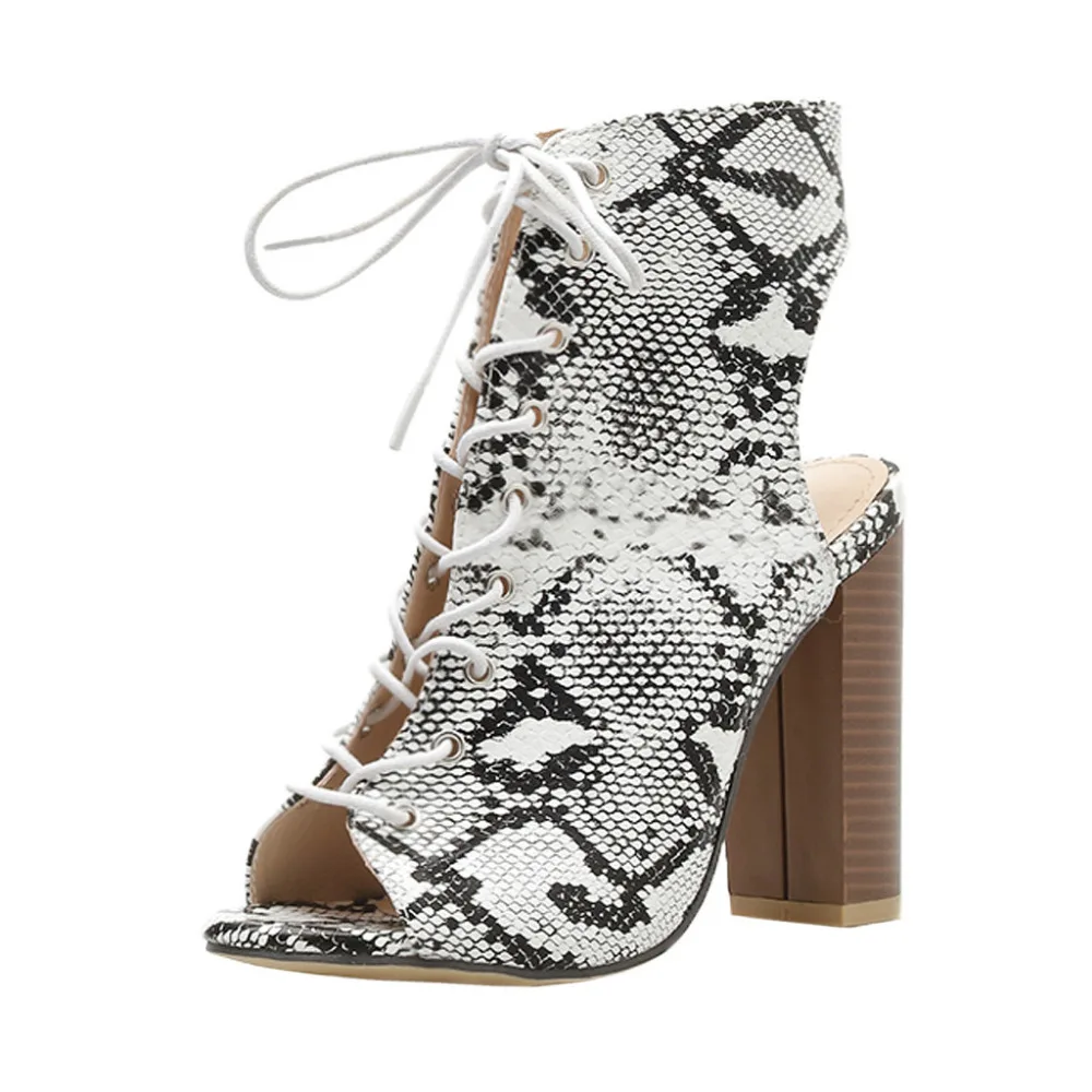 2019 women's snake pattern sexy sandals printed strap sandals gladiator sandals ladies sandals high heels non-slip 40J2 (2)